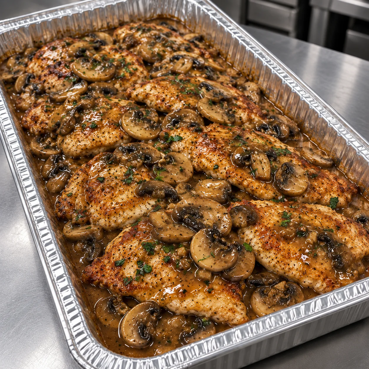 Chicken Marsala catering tray from Ciao Italia Orlando
