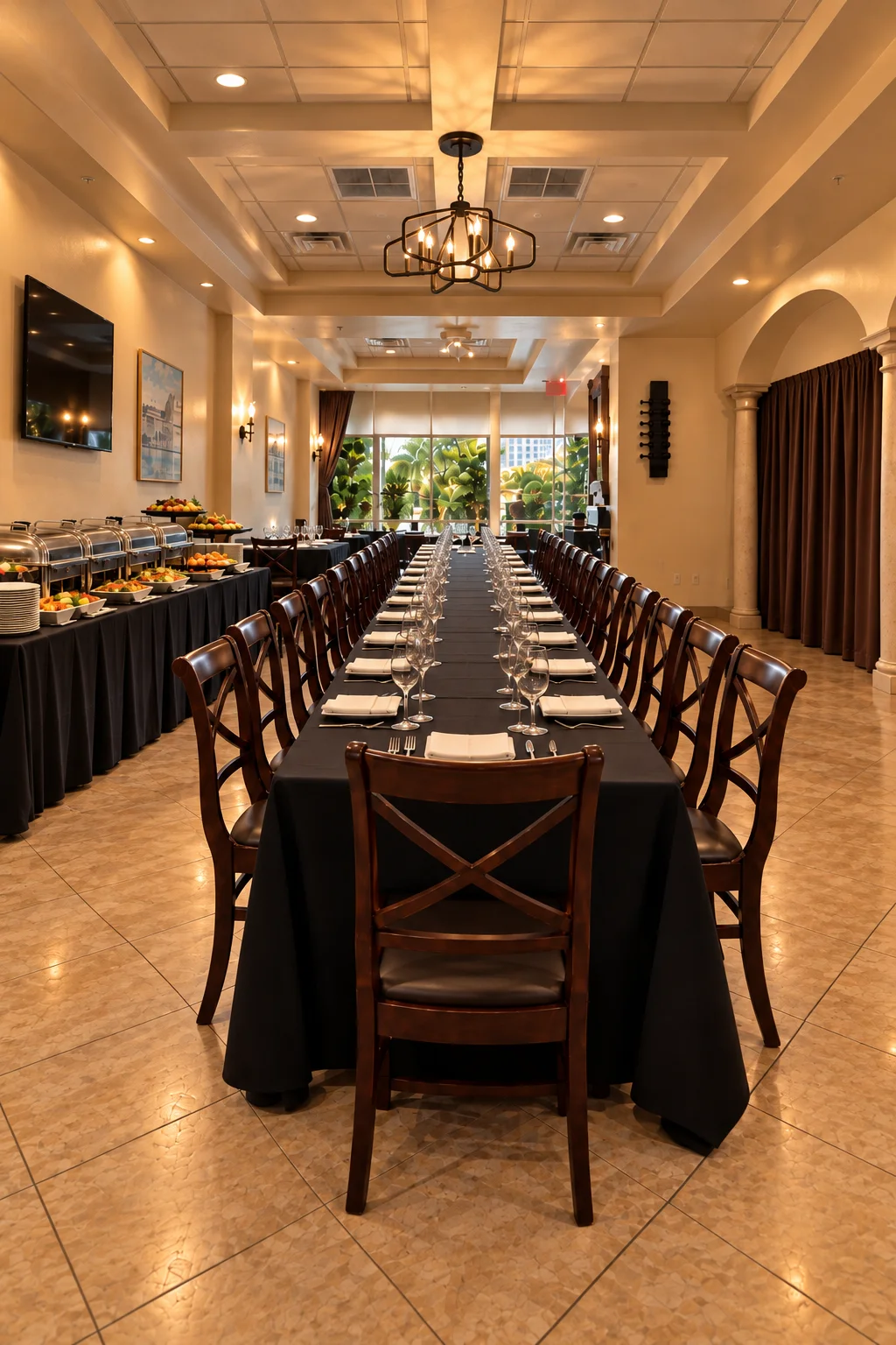 Formal banquet long table setup at Ciao Italia Orlando