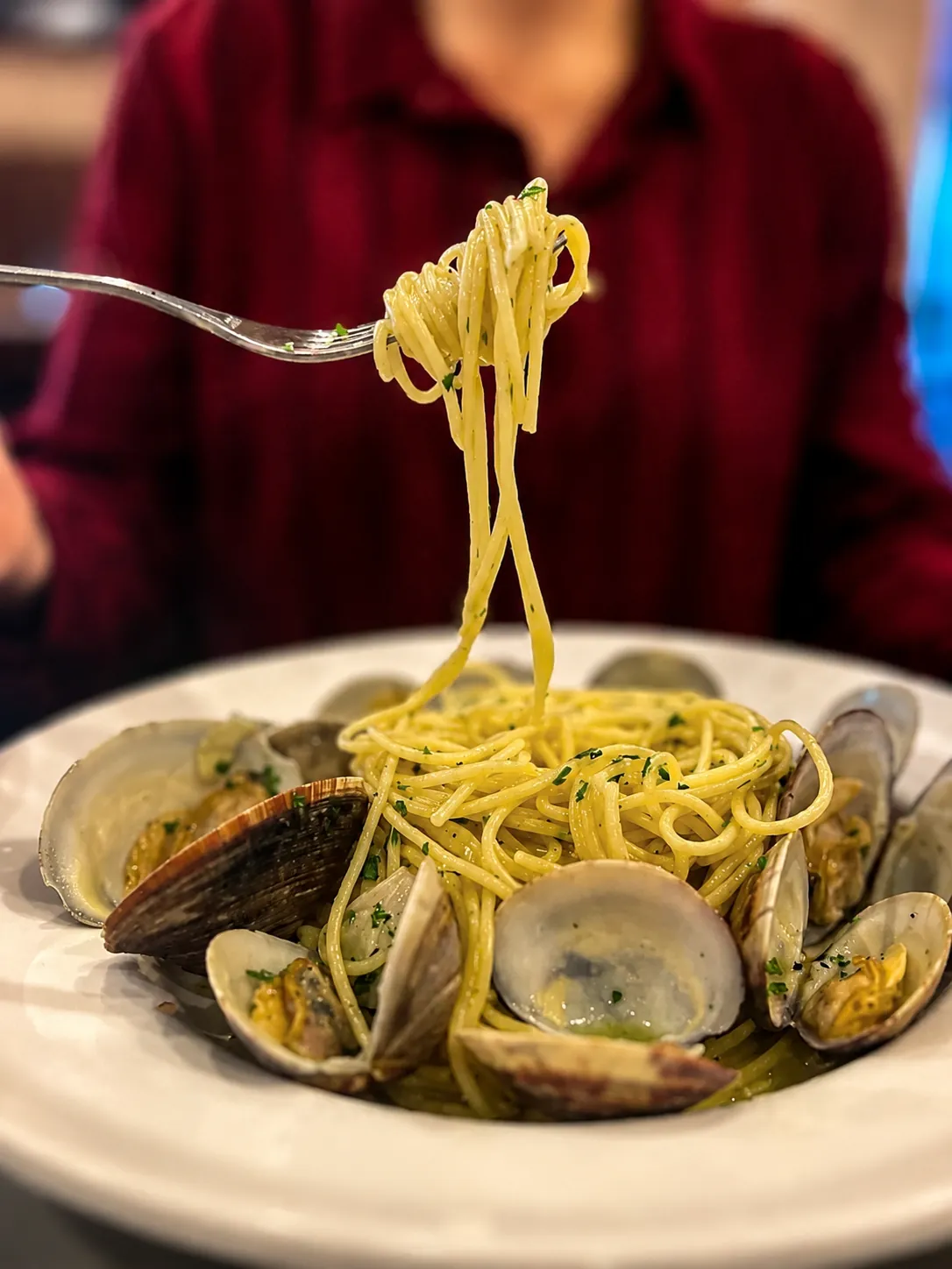 Linguine alle Vongole fork pull at Ciao Italia Orlando