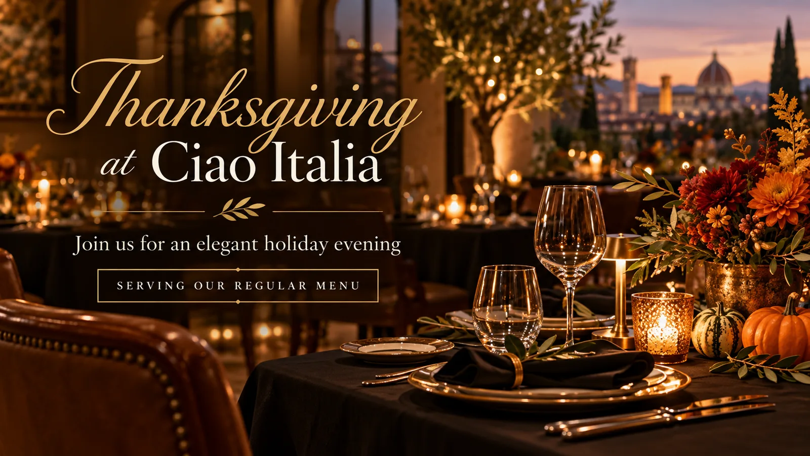 Thanksgiving Dinner at Ciao Italia Orlando — Open November 26, serving our regular menu, 5-10 PM