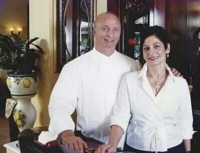 Chef and Josie at the Ciao Italia entrance