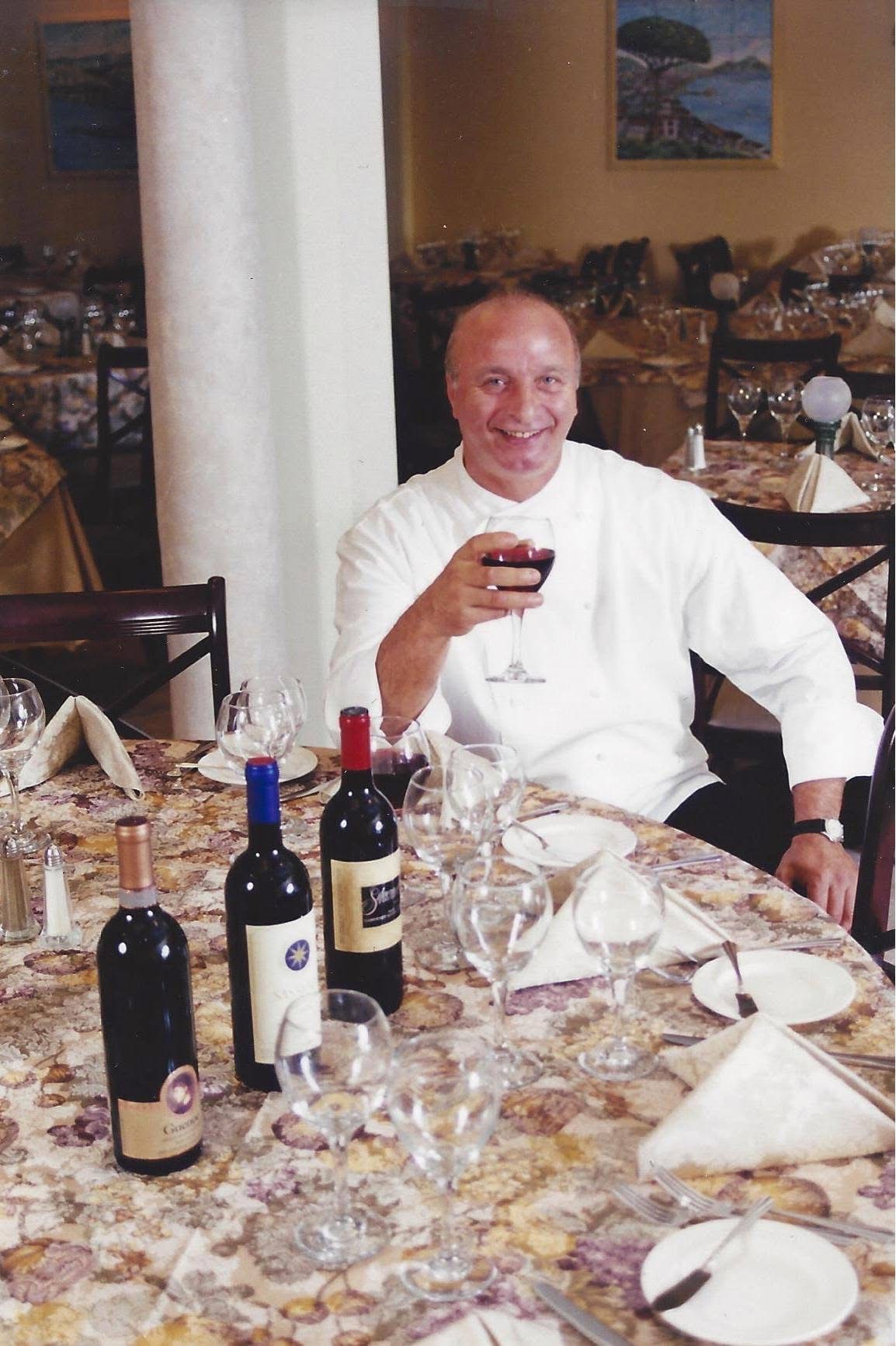 Chef enjoying wine at Ciao Italia
