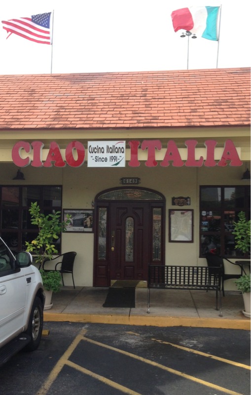 Ciao Italia storefront with US and Italian flags on Westwood Blvd
